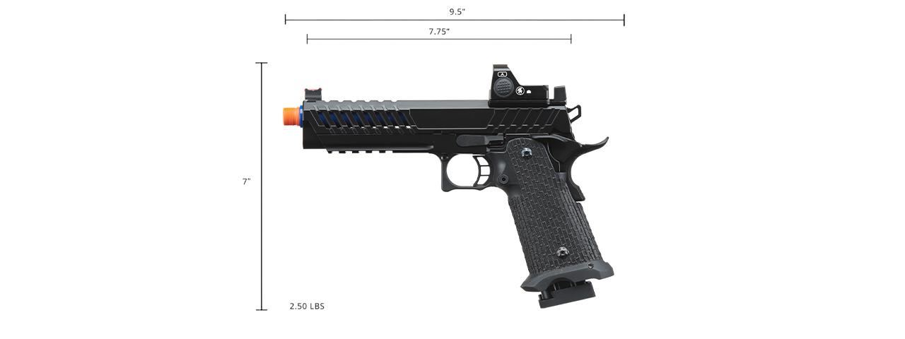 Lancer Tactical Knightshade Hi-Capa Gas Blowback Airsoft Pistol w/ Red Dot Sight - (Blue)