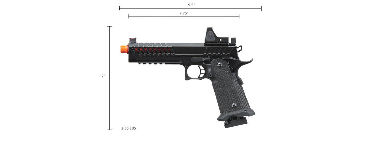 Lancer Tactical Knightshade Hi-Capa Gas Blowback Airsoft Pistol w/ Reflex Red Dot Sight - (Red)