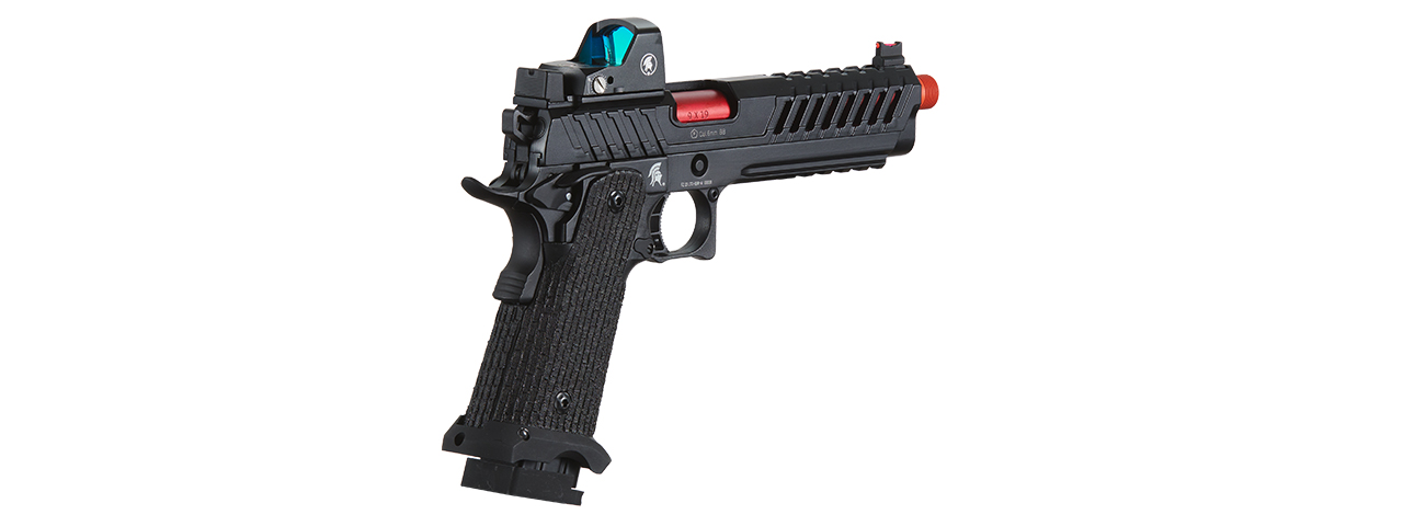 Lancer Tactical Knightshade Hi-Capa Gas Blowback Airsoft Pistol w/ Micro Red Dot Sight - (Red) - Click Image to Close