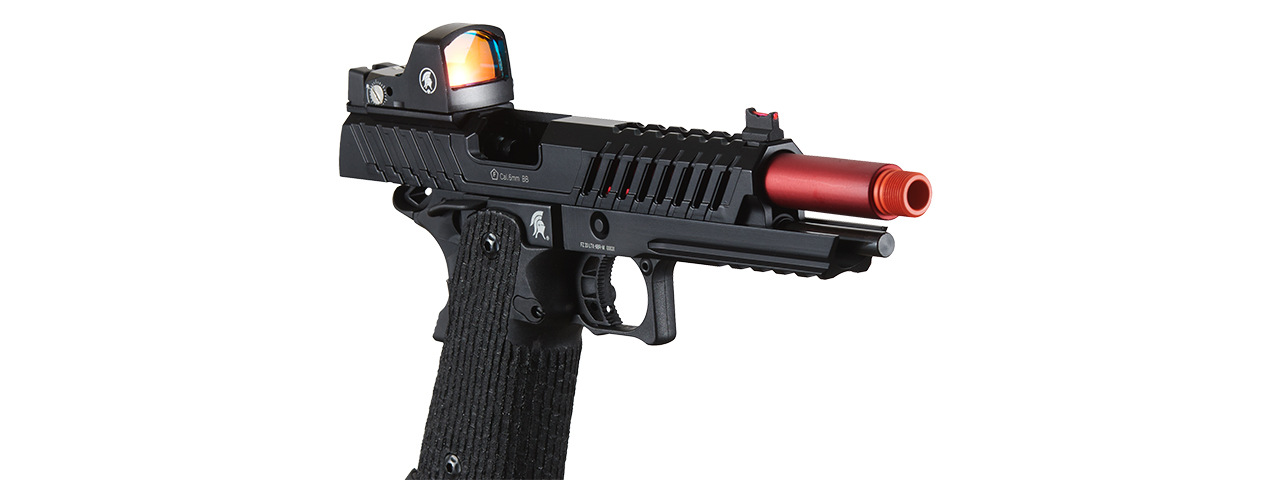 Lancer Tactical Knightshade Hi-Capa Gas Blowback Airsoft Pistol w/ Micro Red Dot Sight - (Red) - Click Image to Close