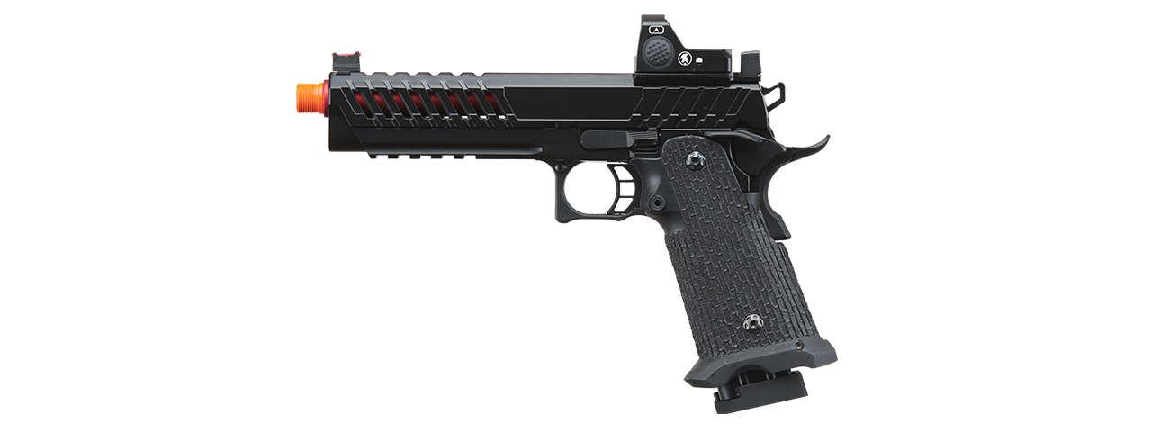 Lancer Tactical Knightshade Hi-Capa Gas Blowback Airsoft Pistol w/ Red Dot Sight - (Red)