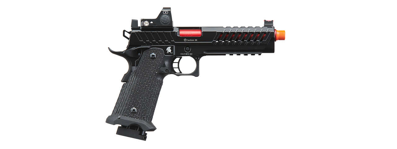 Lancer Tactical Knightshade Hi-Capa Gas Blowback Airsoft Pistol w/ Red Dot Sight - (Red)