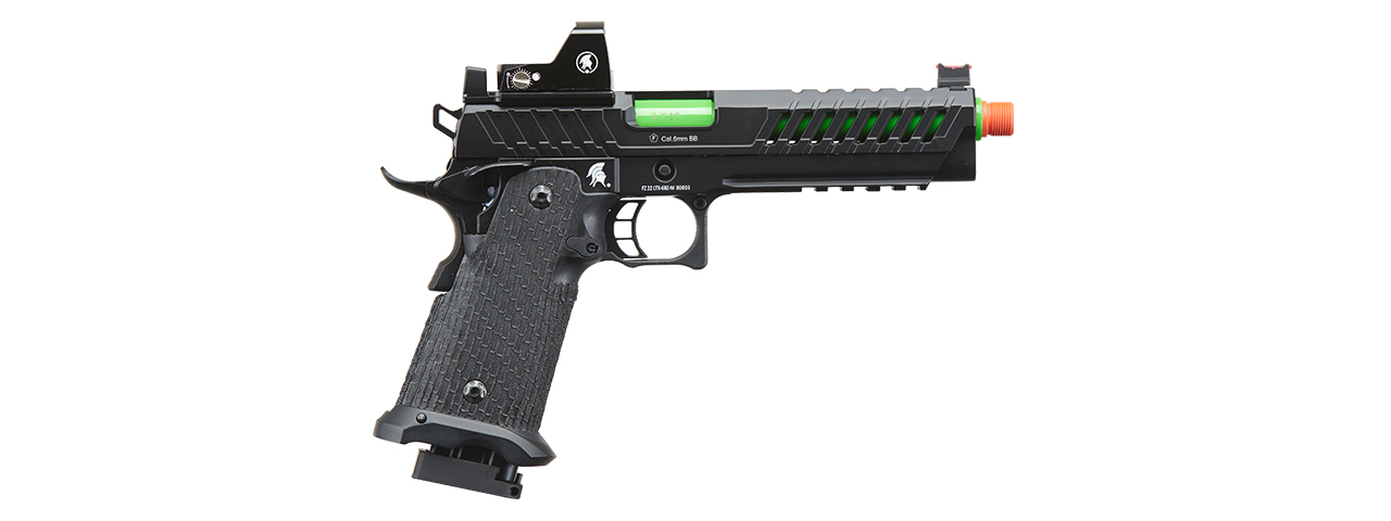 Lancer Tactical Knightshade Hi-Capa Gas Blowback Airsoft Pistol w/ Micro Red Dot Sight - (Green)