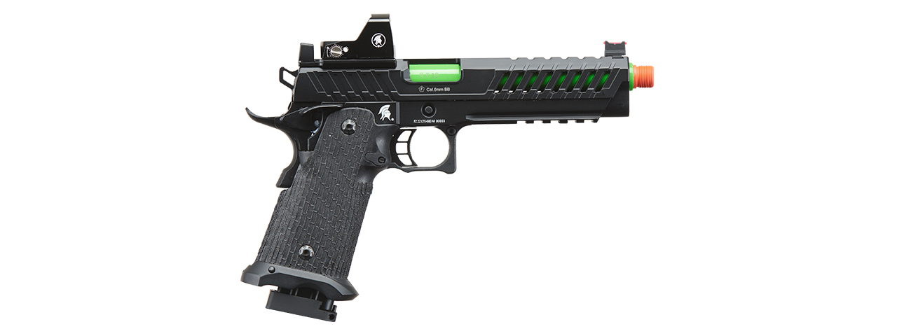 Lancer Tactical Knightshade Hi-Capa Gas Blowback Airsoft Pistol w/ Micro Red Dot Sight - (Green) - Click Image to Close