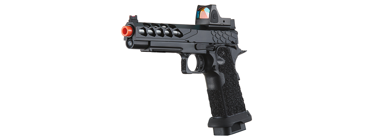 Lancer Tactical Stryk Hi-Capa 5.1 Gas Blowback Airsoft Pistol w/ Reflex Red Dot Sight - (Black) - Click Image to Close