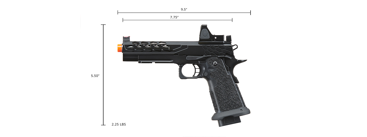 Lancer Tactical Stryk Hi-Capa 5.1 Gas Blowback Airsoft Pistol w/ Reflex Red Dot Sight - (Black)