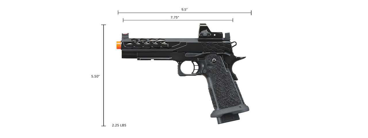 Lancer Tactical Stryk Hi-Capa 5.1 Gas Blowback Airsoft Pistol w/ Micro Red Dot Sight - (Black)