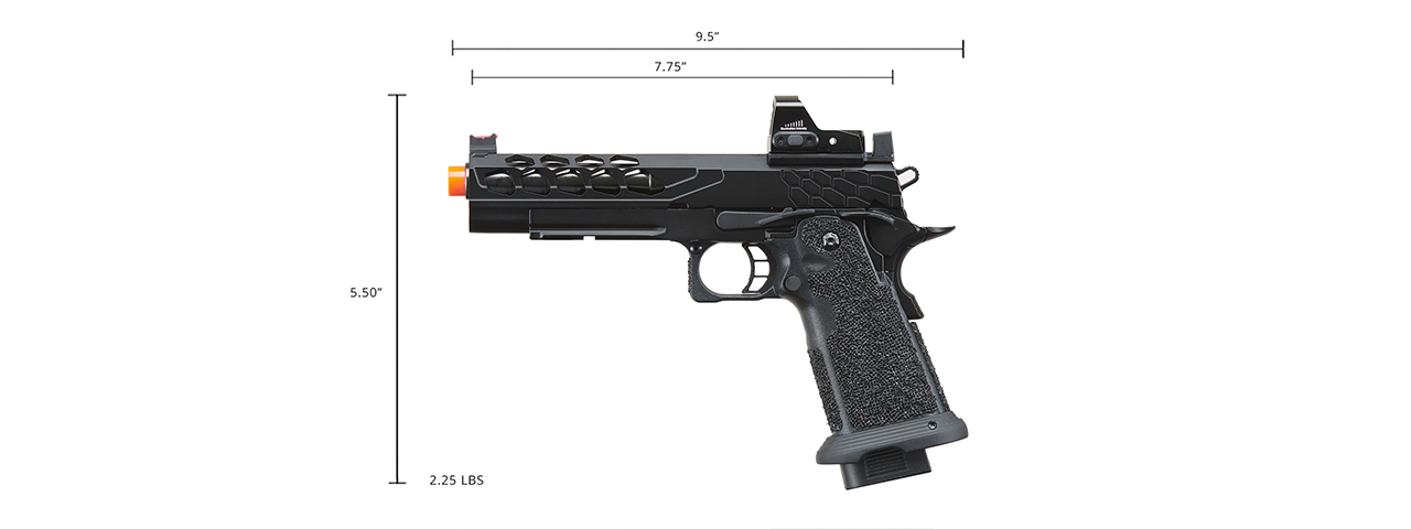 Lancer Tactical Stryk Hi-Capa 5.1 Gas Blowback Airsoft Pistol w/ Red Dot Sight - (Black)