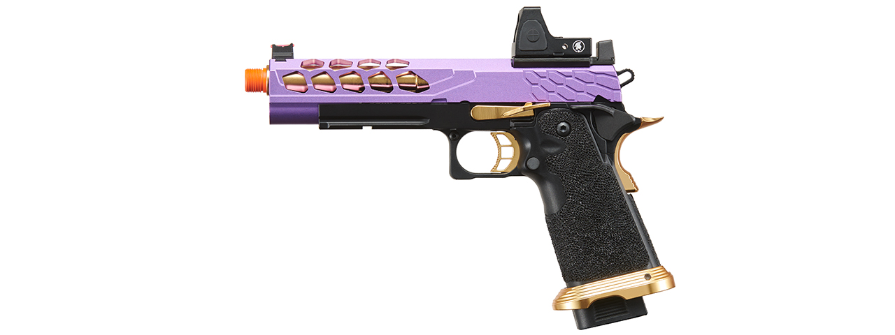 Lancer Tactical Stryk Hi-Capa 5.1 Gas Blowback Airsoft Pistol w/ Reflex Red Dot Sight - (Purple & Gold)