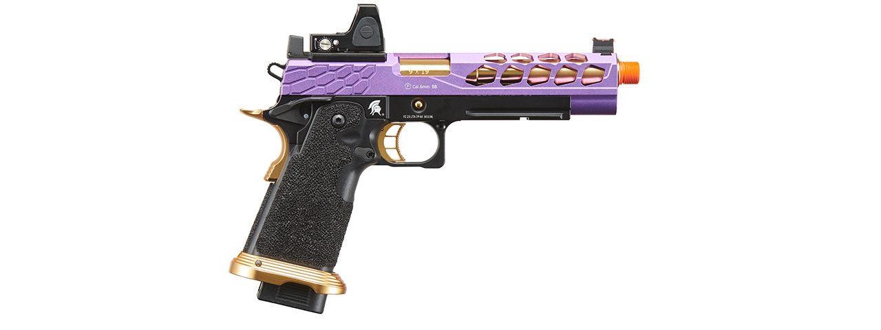 Lancer Tactical Stryk Hi-Capa 5.1 Gas Blowback Airsoft Pistol w/ Reflex Red Dot Sight - (Purple & Gold)