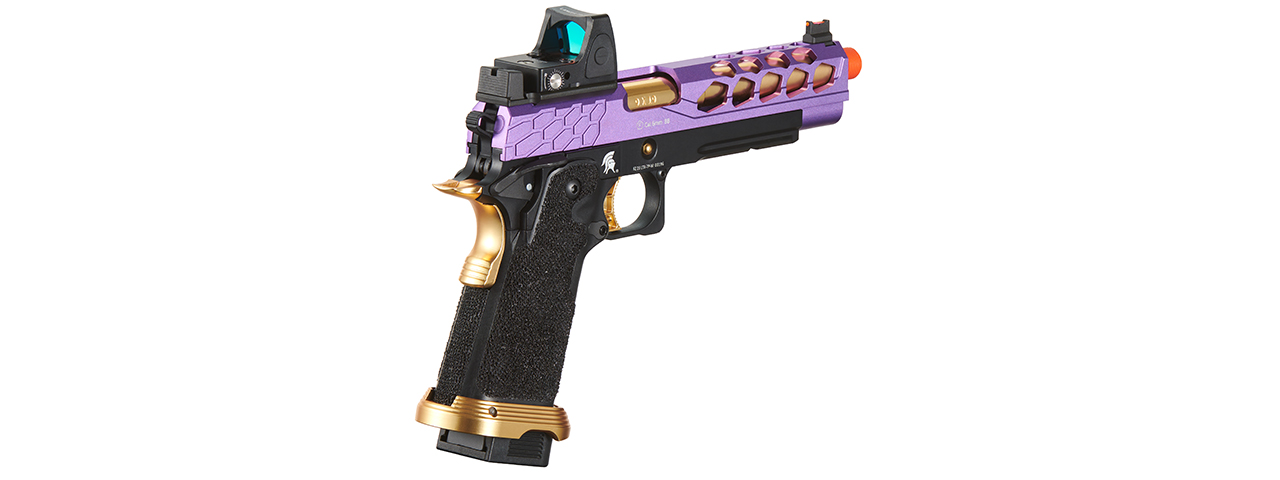 Lancer Tactical Stryk Hi-Capa 5.1 Gas Blowback Airsoft Pistol w/ Reflex Red Dot Sight - (Purple & Gold)