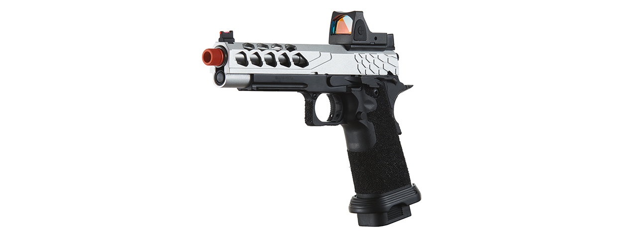 Lancer Tactical Stryk Hi-Capa 5.1 Gas Blowback Airsoft Pistol w/ Reflex Red Dot Sight - (Black & Silver)