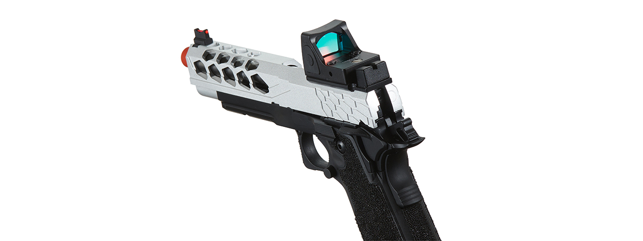 Lancer Tactical Stryk Hi-Capa 5.1 Gas Blowback Airsoft Pistol w/ Reflex Red Dot Sight - (Black & Silver)