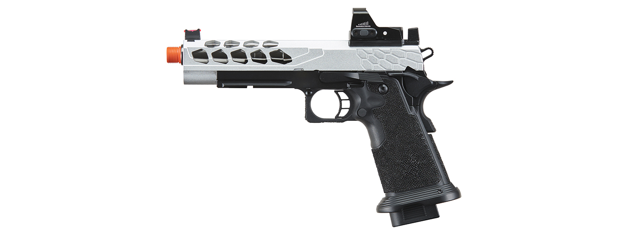 Lancer Tactical Stryk Hi-Capa 5.1 Gas Blowback Airsoft Pistol w/ Micro Red Dot Sight - (Black & Silver)