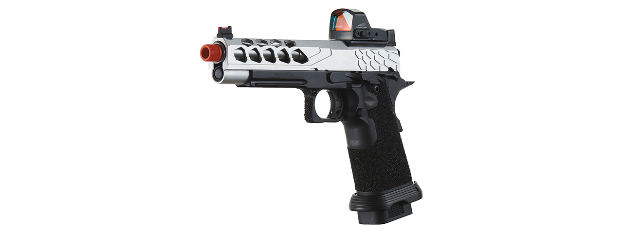 Lancer Tactical Stryk Hi-Capa 5.1 Gas Blowback Airsoft Pistol w/ Micro Red Dot Sight - (Black & Silver)