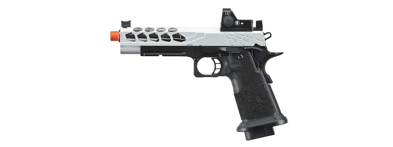 Lancer Tactical Stryk Hi-Capa 5.1 Gas Blowback Airsoft Pistol w/ Red Dot Sight - (Black & Silver)