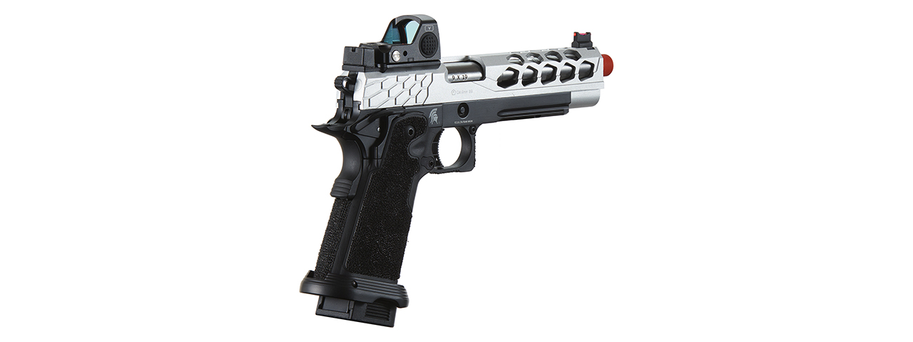 Lancer Tactical Stryk Hi-Capa 5.1 Gas Blowback Airsoft Pistol w/ Red Dot Sight - (Black & Silver)