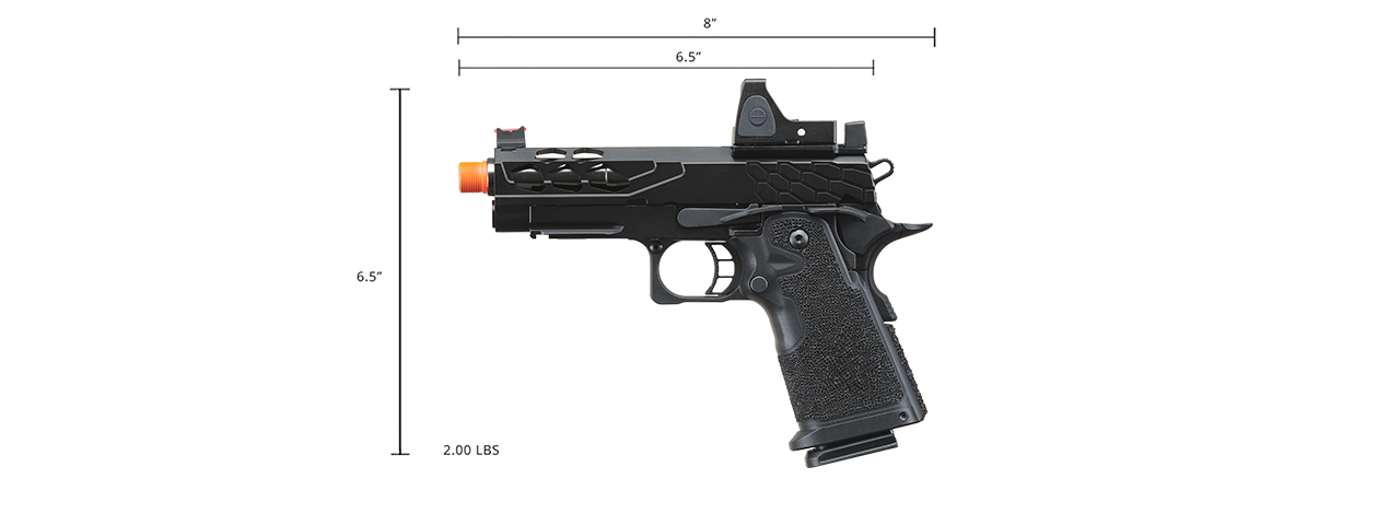 Lancer Tactical Stryk Hi-Capa 4.3 Gas Blowback Airsoft Pistol w/ Reflex Red Dot Sight - (Black)