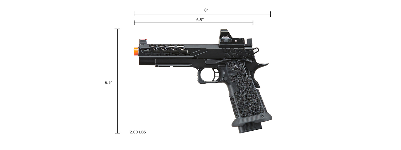 Lancer Tactical Stryk Hi-Capa 4.3 Gas Blowback Airsoft Pistol w/ Micro Red Dot Sight (Black)