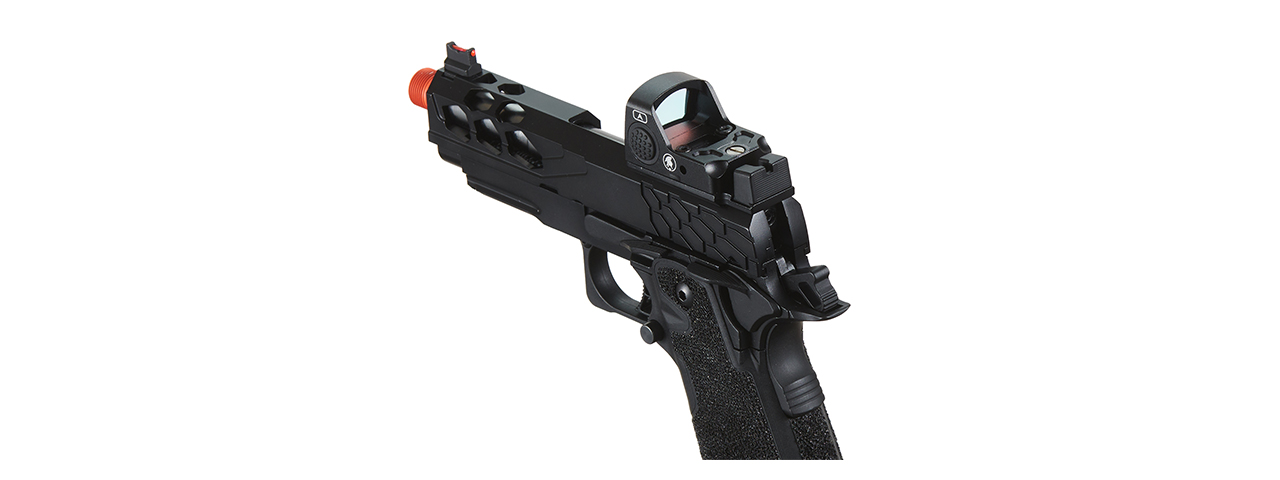 Lancer Tactical Stryk Hi-Capa 4.3 Gas Blowback Airsoft Pistol w/ Red Dot Sight (Black) - Click Image to Close