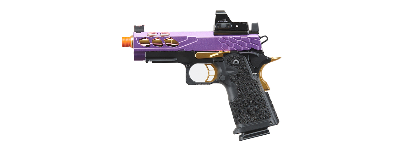 Lancer Tactical Stryk Hi-Capa 4.3 Gas Blowback Airsoft Pistol w/ Reflex Red Dot Sight - (Black, Purple, & Gold)