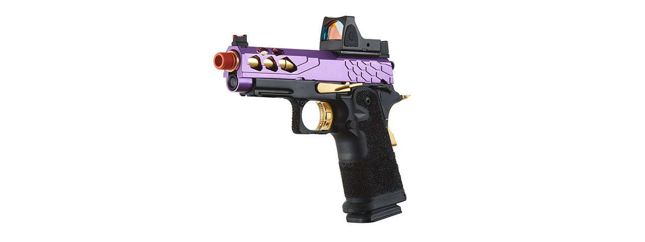 Lancer Tactical Stryk Hi-Capa 4.3 Gas Blowback Airsoft Pistol w/ Reflex Red Dot Sight - (Black, Purple, & Gold)