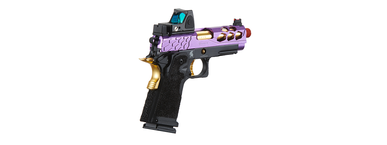 Lancer Tactical Stryk Hi-Capa 4.3 Gas Blowback Airsoft Pistol w/ Reflex Red Dot Sight - (Black, Purple, & Gold)