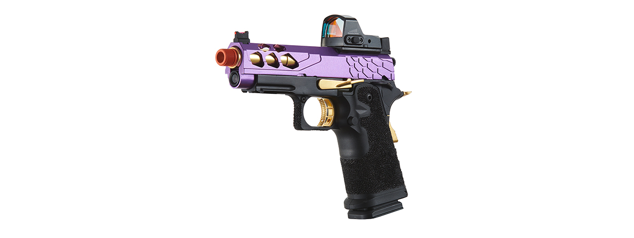 Lancer Tactical Stryk Hi-Capa 4.3 Gas Blowback Airsoft Pistol w/ Micro Red Dot Sight (Black, Purple, Gold)