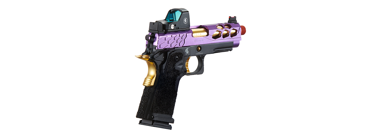 Lancer Tactical Stryk Hi-Capa 4.3 Gas Blowback Airsoft Pistol w/ Micro Red Dot Sight (Black, Purple, Gold)