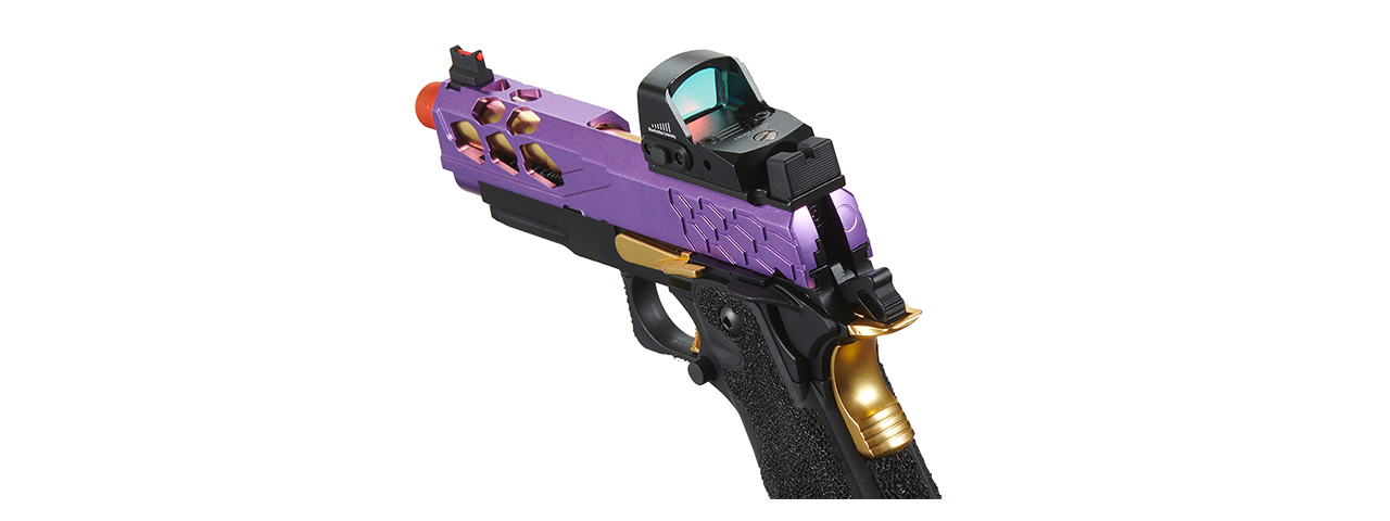 Lancer Tactical Stryk Hi-Capa 4.3 Gas Blowback Airsoft Pistol w/ Micro Red Dot Sight (Black, Purple, Gold)