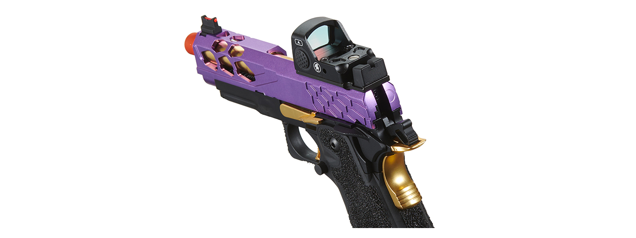 Lancer Tactical Stryk Hi-Capa 4.3 Gas Blowback Airsoft Pistol w/ Red Dot Sight (Black, Purple, Gold)