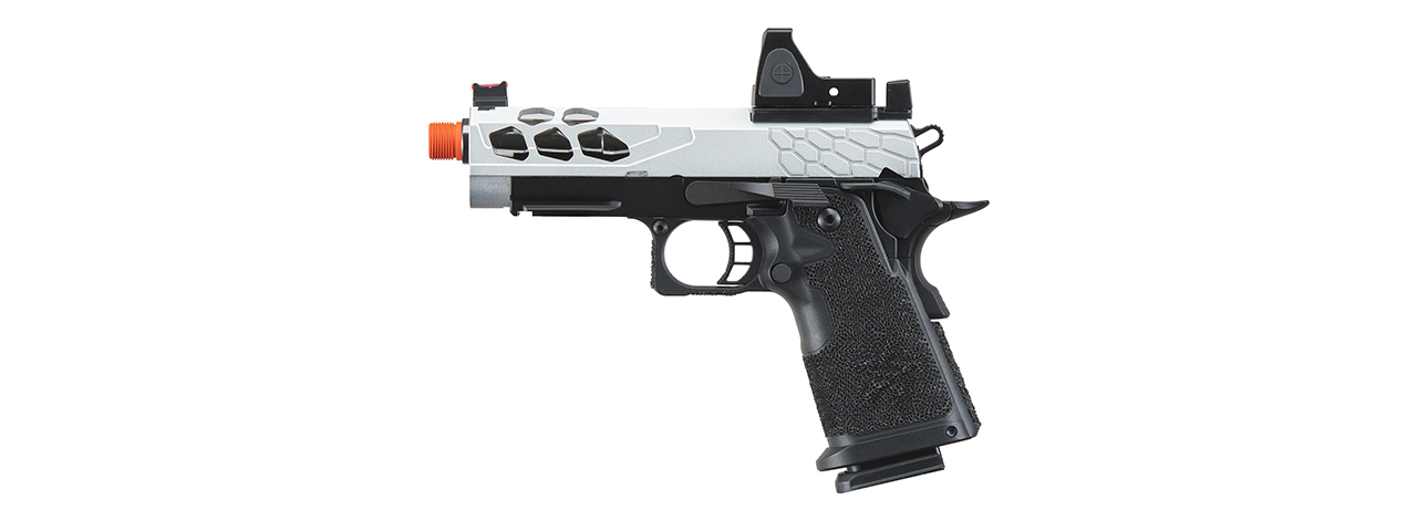 Lancer Tactical Stryk Hi-Capa 4.3 Gas Blowback Airsoft Pistol w/ Reflex Red Dot Sight - (Black & Silver)