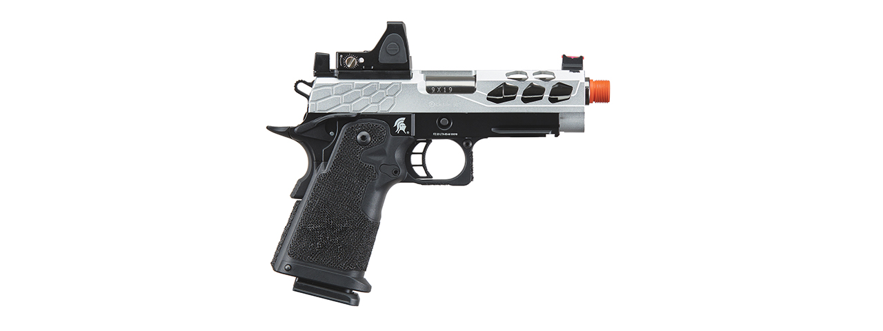 Lancer Tactical Stryk Hi-Capa 4.3 Gas Blowback Airsoft Pistol w/ Reflex Red Dot Sight - (Black & Silver)