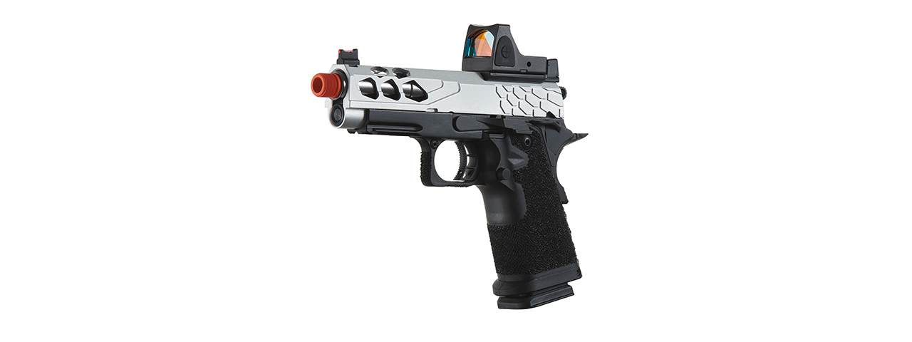 Lancer Tactical Stryk Hi-Capa 4.3 Gas Blowback Airsoft Pistol w/ Reflex Red Dot Sight - (Black & Silver)