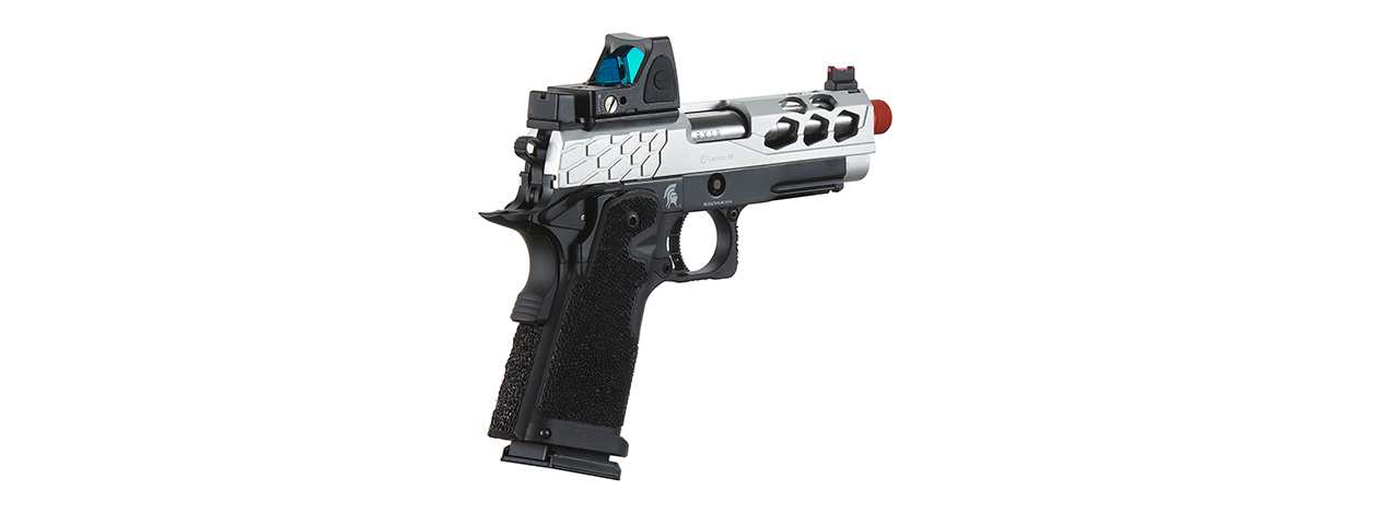 Lancer Tactical Stryk Hi-Capa 4.3 Gas Blowback Airsoft Pistol w/ Reflex Red Dot Sight - (Black & Silver)