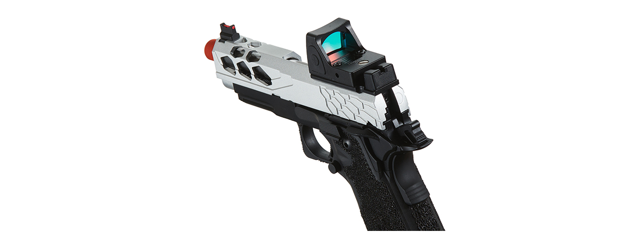 Lancer Tactical Stryk Hi-Capa 4.3 Gas Blowback Airsoft Pistol w/ Reflex Red Dot Sight - (Black & Silver)