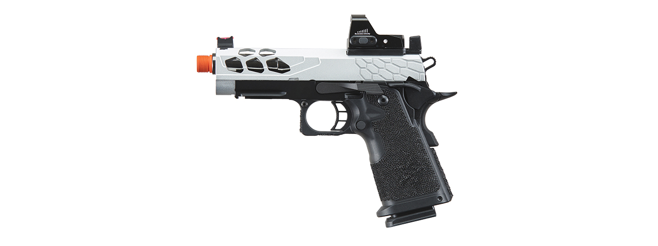 Lancer Tactical Stryk Hi-Capa 4.3 Gas Blowback Airsoft Pistol w/ Micro Red Dot Sight (Black & Silver)