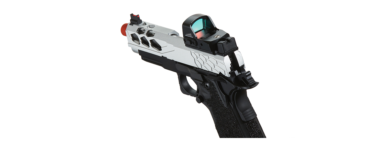 Lancer Tactical Stryk Hi-Capa 4.3 Gas Blowback Airsoft Pistol w/ Micro Red Dot Sight (Black & Silver)