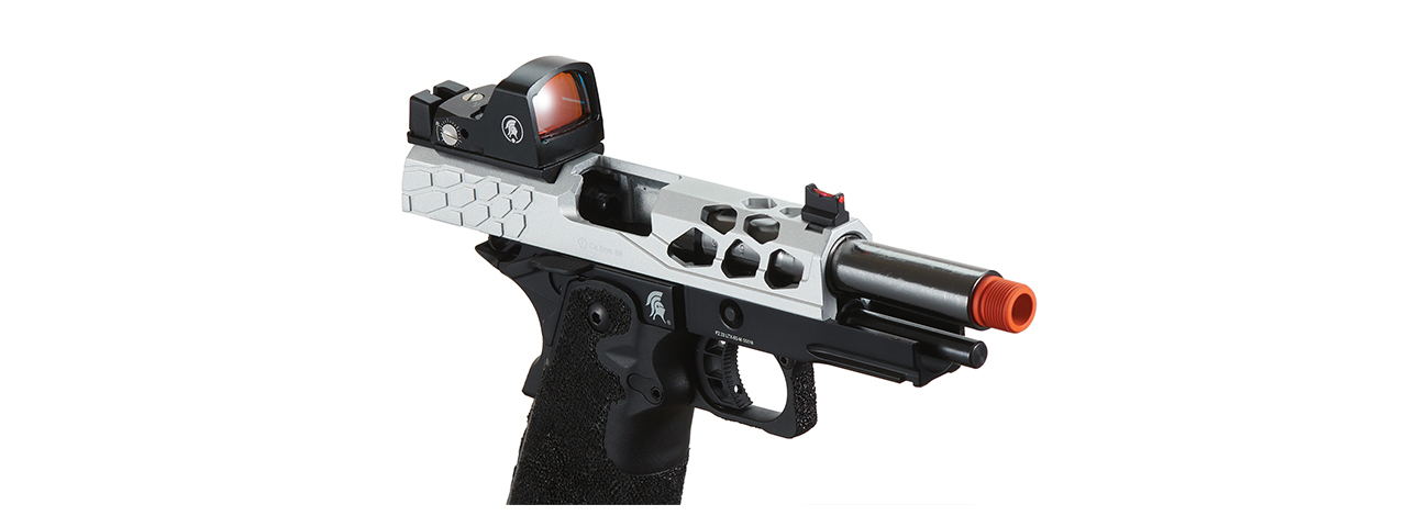 Lancer Tactical Stryk Hi-Capa 4.3 Gas Blowback Airsoft Pistol w/ Micro Red Dot Sight (Black & Silver)