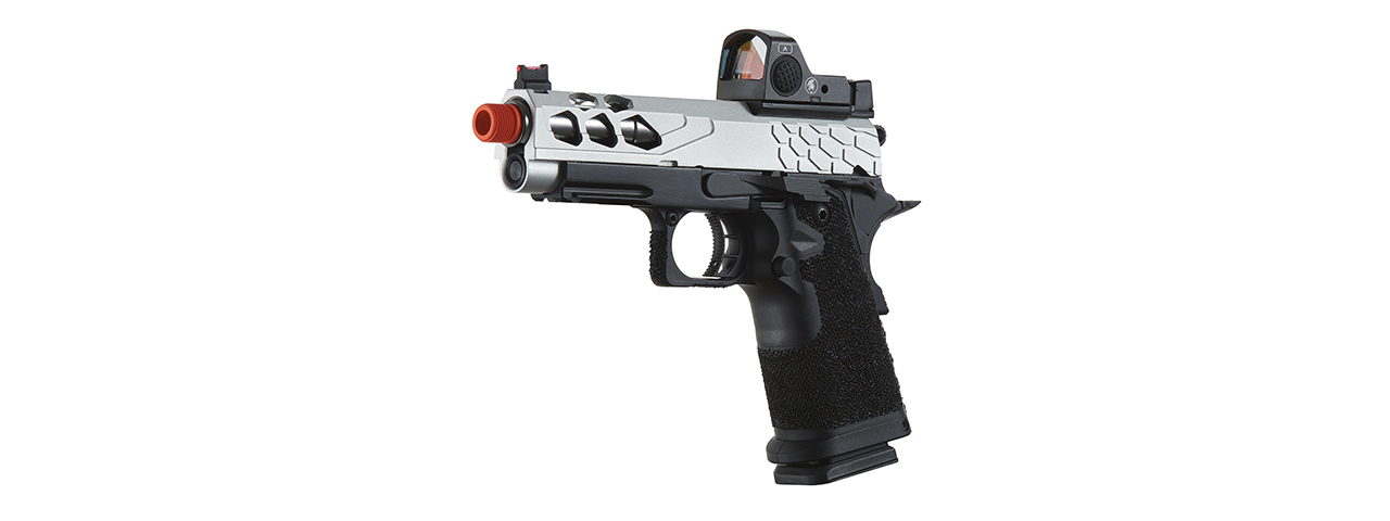 Lancer Tactical Stryk Hi-Capa 4.3 Gas Blowback Airsoft Pistol w/ Red Dot Sight (Black & Silver)