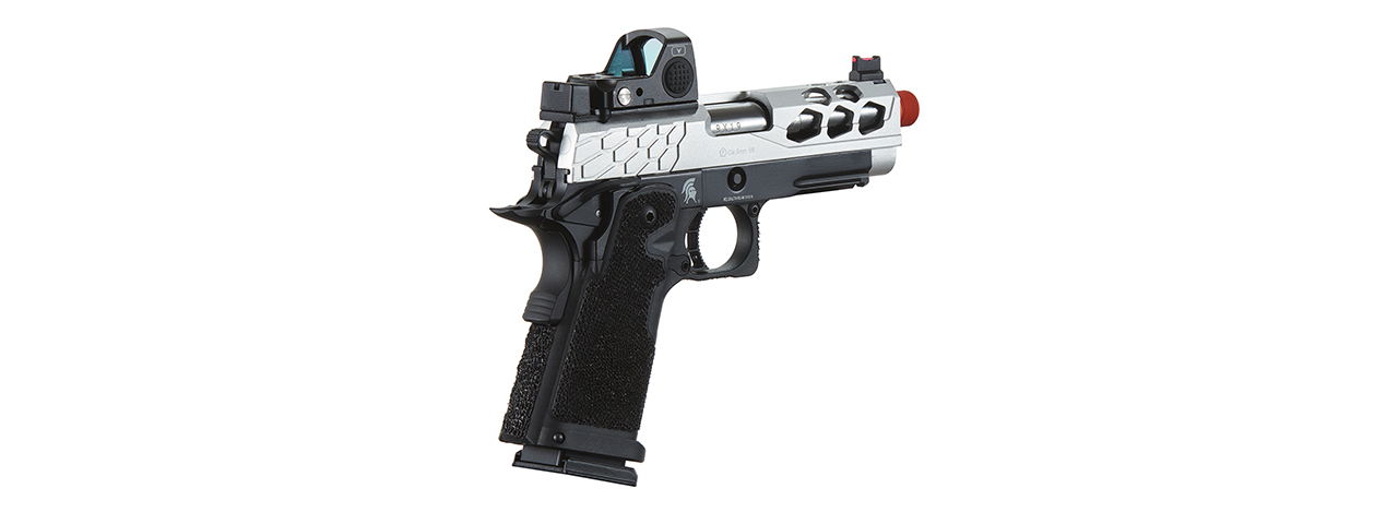 Lancer Tactical Stryk Hi-Capa 4.3 Gas Blowback Airsoft Pistol w/ Red Dot Sight (Black & Silver)