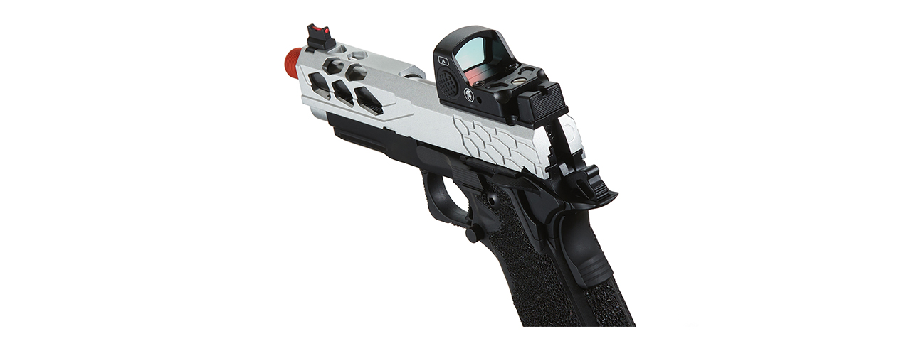 Lancer Tactical Stryk Hi-Capa 4.3 Gas Blowback Airsoft Pistol w/ Red Dot Sight (Black & Silver)