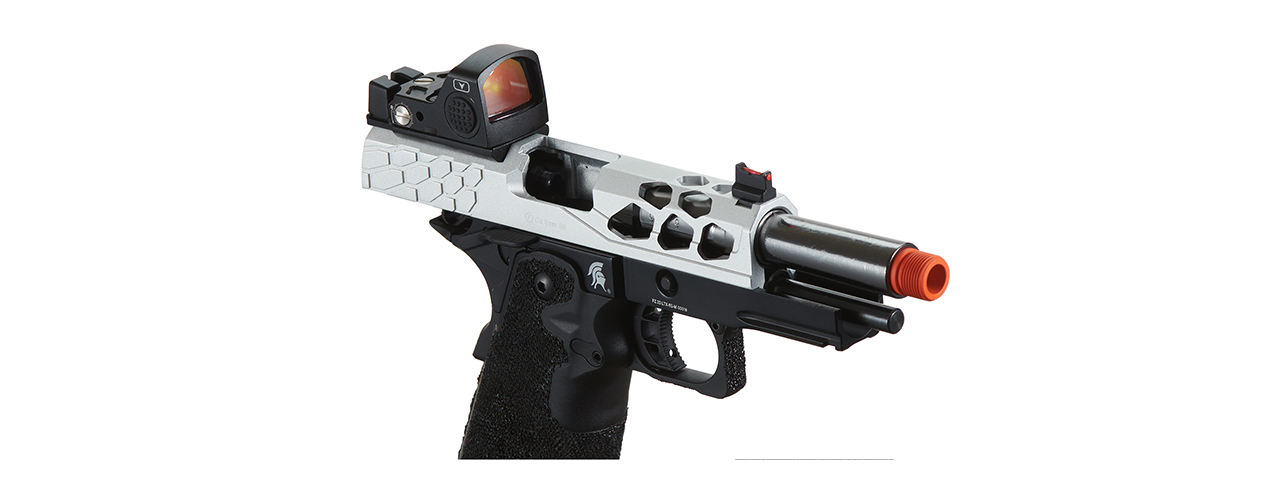 Lancer Tactical Stryk Hi-Capa 4.3 Gas Blowback Airsoft Pistol w/ Red Dot Sight (Black & Silver)