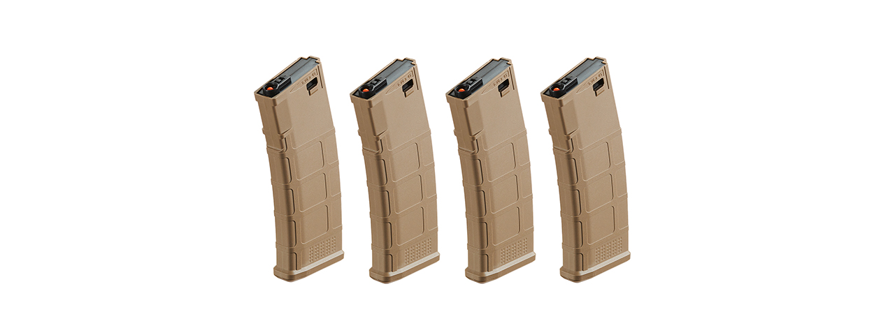 Poseidon AR M4 220 Rounds AEG Magazines x 4 Pack - (Tan) - Click Image to Close