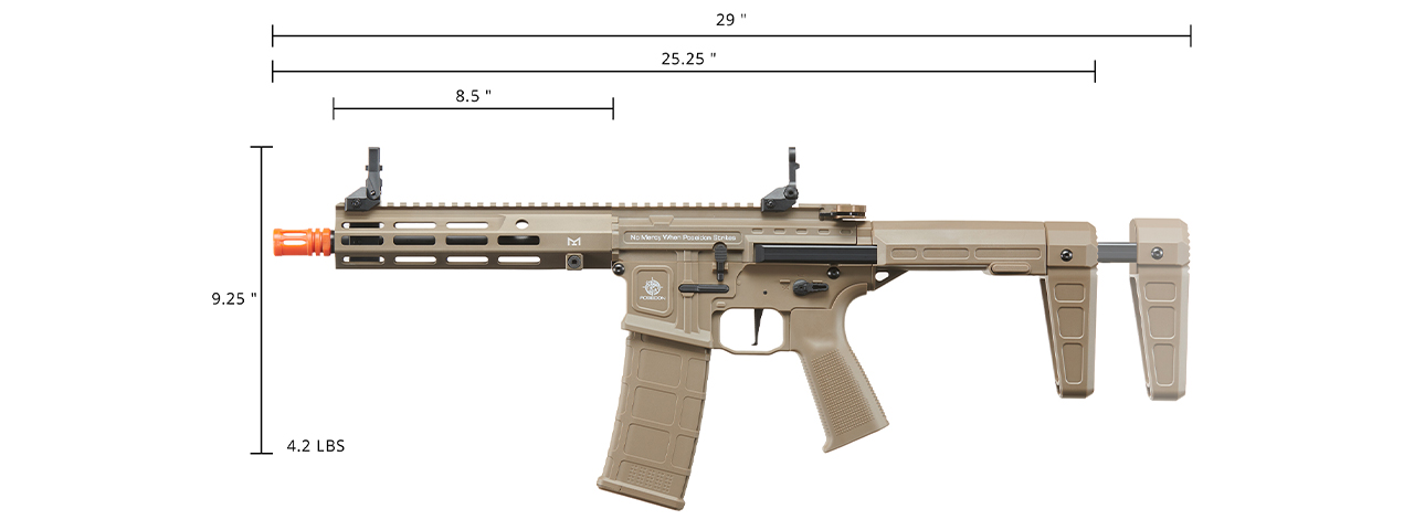 Poseidon Punisher 9" PDW AEGR Rifle w/ Trigger Switch - (Tan) - Click Image to Close