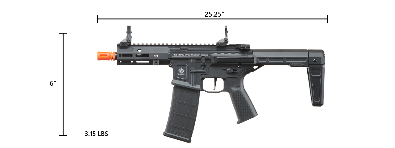 Poseidon Punisher 6" QRF AEGR Rifle w/ Trigger Switch - (Black) - Click Image to Close