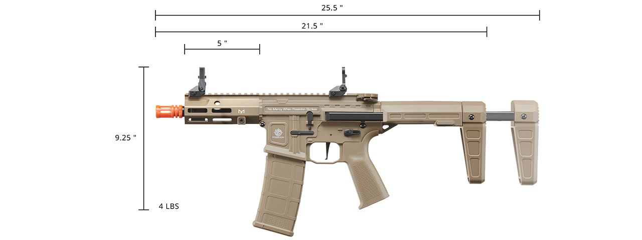 Poseidon Punisher 6" QRF AEGR Rifle w/ Trigger Switch - (Tan) - Click Image to Close