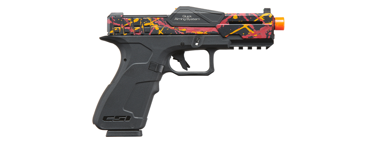 Poseidon CSI XG8 Gas Blow Back Aluminum Pistol - (Red/Orange/Black Splash Anodized)