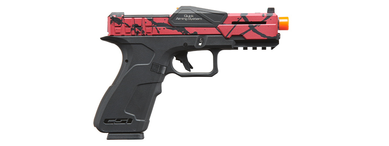 Poseidon CSI XG8 Gas Blow Back Aluminum Pistol - (Red/Black Splash Anodized) - Click Image to Close