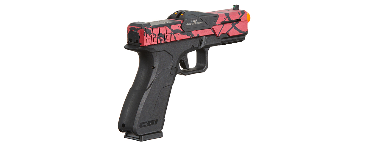 Poseidon CSI XG8 Gas Blow Back Aluminum Pistol - (Red/Black Splash Anodized)